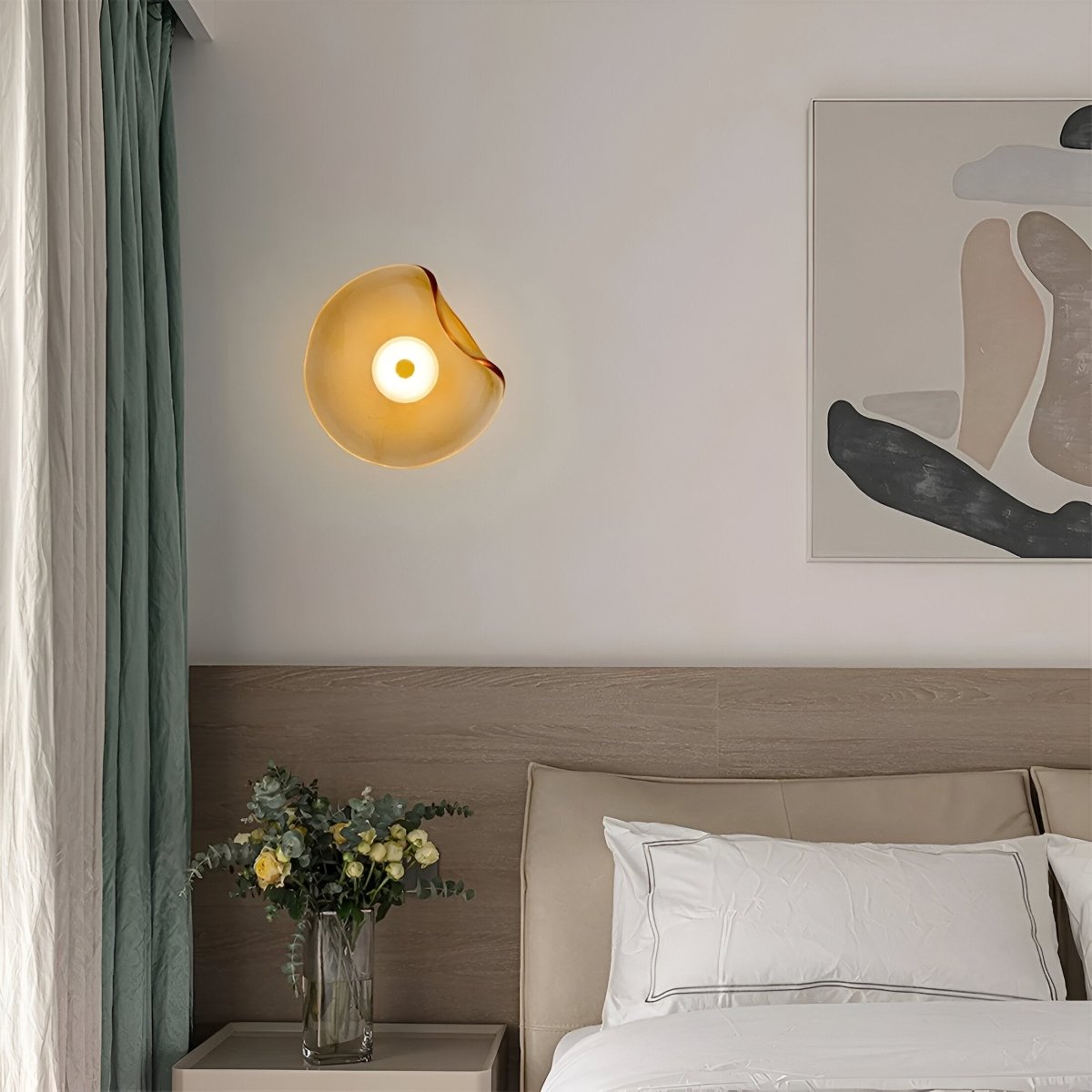 LED-Wandleuchte mit gebogenem Glas im Japandi-Stil, 1-flammige Leuchte | Rosalyssa