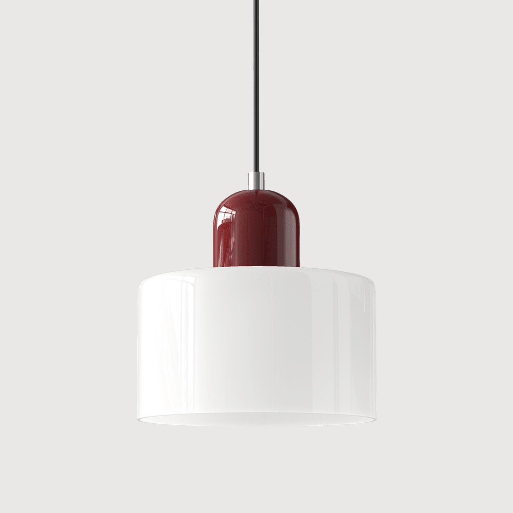 Luminária Pendente com Cúpula Cilíndrica de Vidro de 12 Polegadas de Altura | Rosalyssa