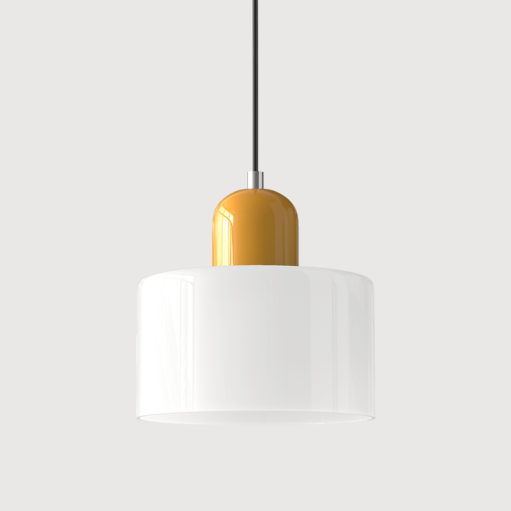 Luminária Pendente com Cúpula Cilíndrica de Vidro de 12 Polegadas de Altura | Rosalyssa