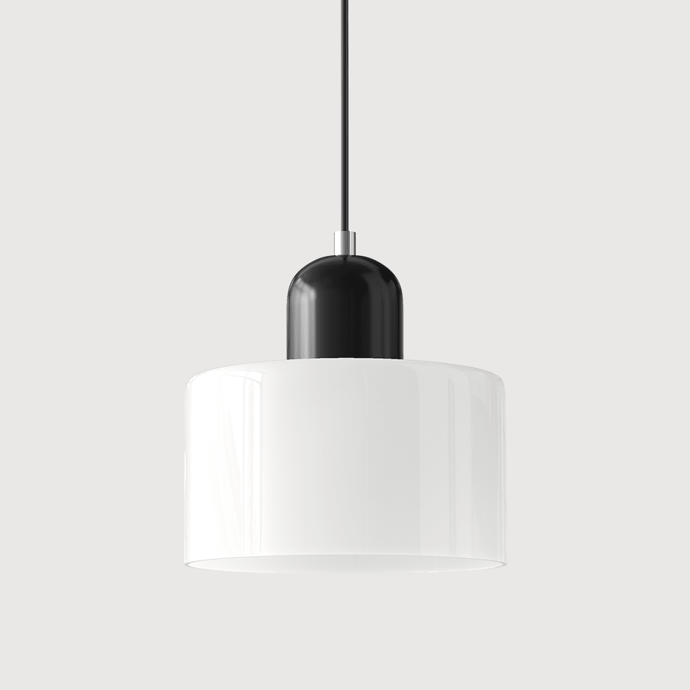 Luminária Pendente com Cúpula Cilíndrica de Vidro de 12 Polegadas de Altura | Rosalyssa