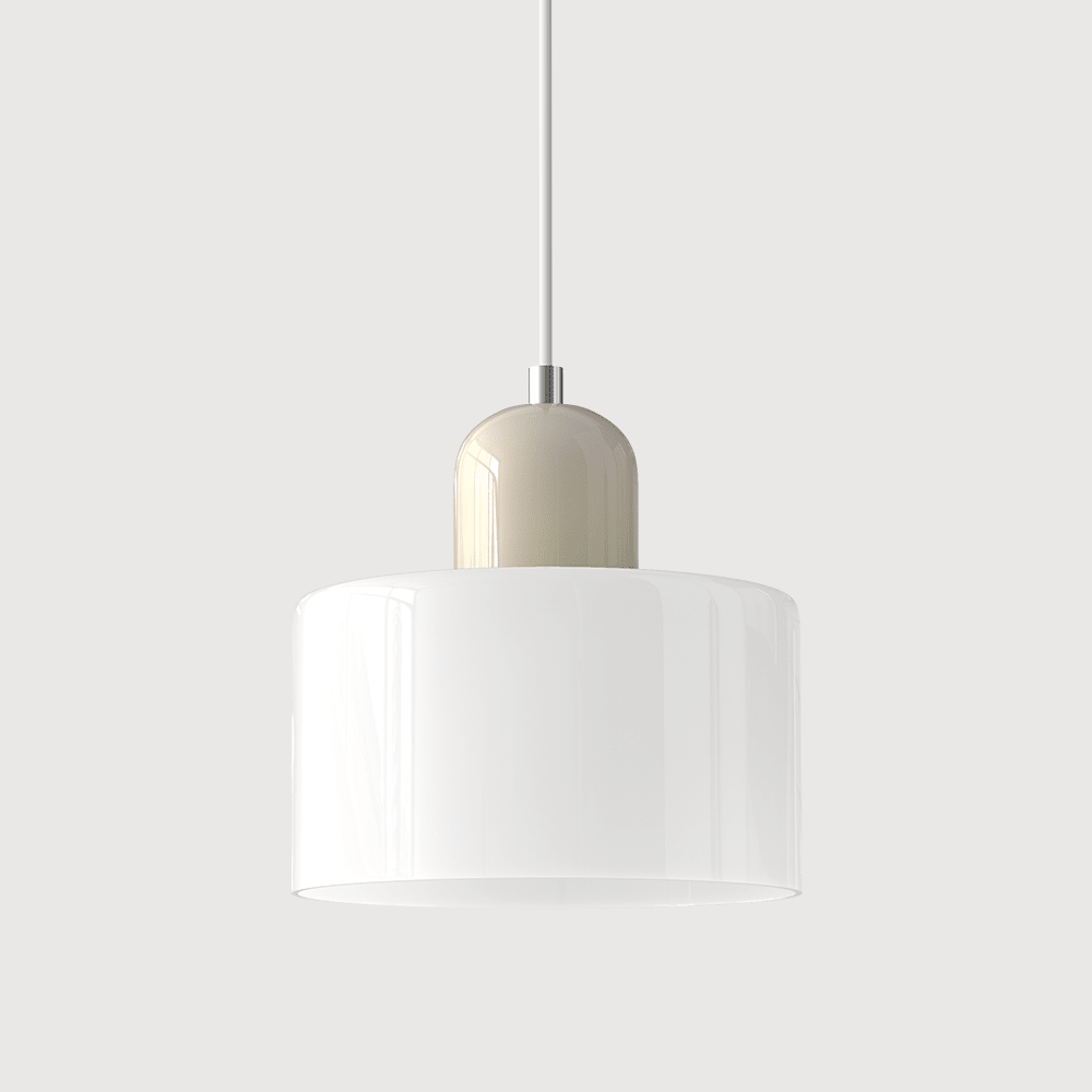 Luminária Pendente com Cúpula Cilíndrica de Vidro de 12 Polegadas de Altura | Rosalyssa