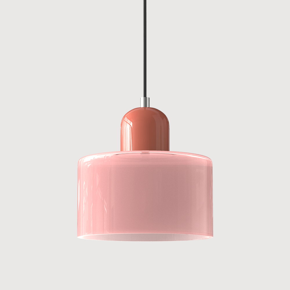 Luminária Pendente com Cúpula Cilíndrica de Vidro de 12 Polegadas de Altura | Rosalyssa