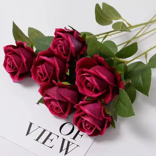 Rosas Artificiales Aurelia Velvet para el Día de San Valentín y Arreglos de Interior