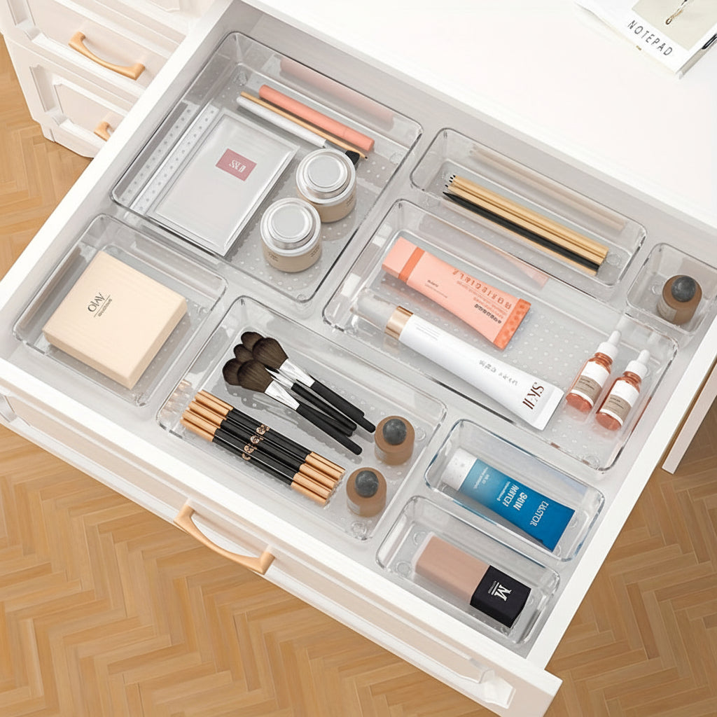 Ensemble de plateaux organisateurs en plastique pour tiroirs, cuisine, bureau et salle de bain