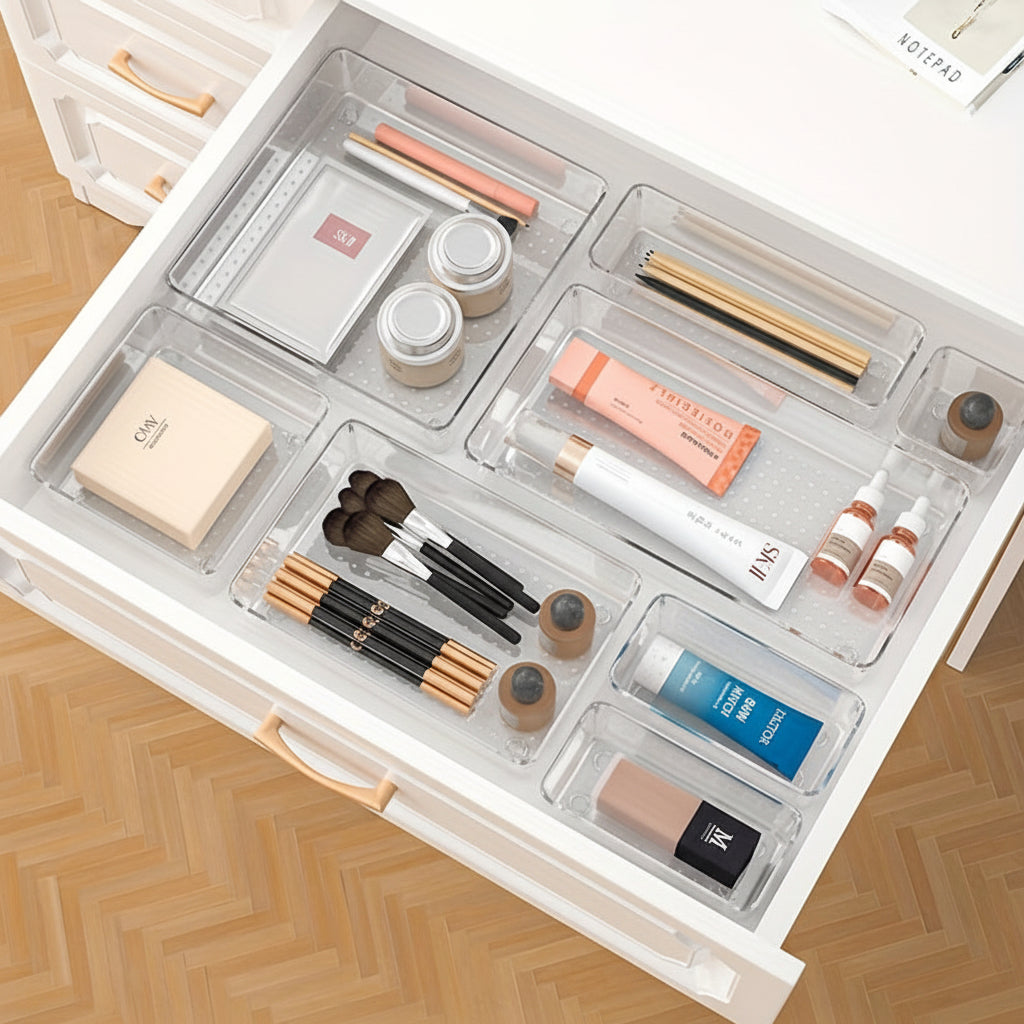 Ensemble de plateaux organisateurs en plastique pour tiroirs, cuisine, bureau et salle de bain