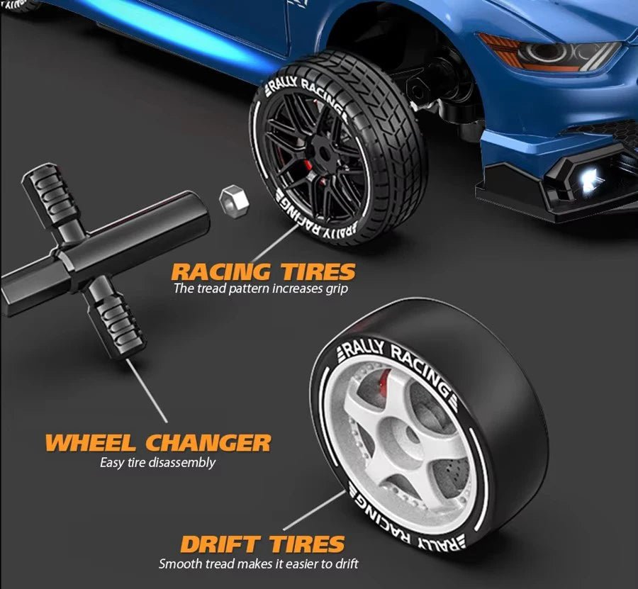 DriftNova רכב דריפט שלט 4X4 עם צמיגים חלקים במיוחד לדריפטים חלקים