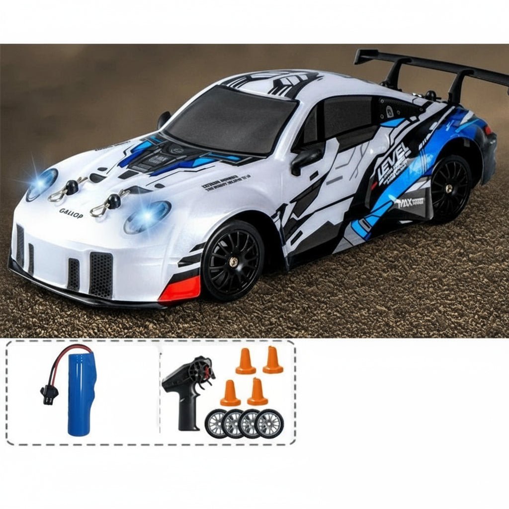 AeroPulse 1:24 Hochgeschwindigkeits 4WD RC Drift-Auto mit LED-Beleuchtung und Doppelreifen