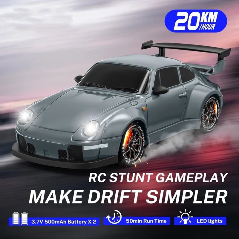 AeroPulse 1:24 Hochgeschwindigkeits 4WD RC Drift-Auto mit LED-Beleuchtung und Doppelreifen