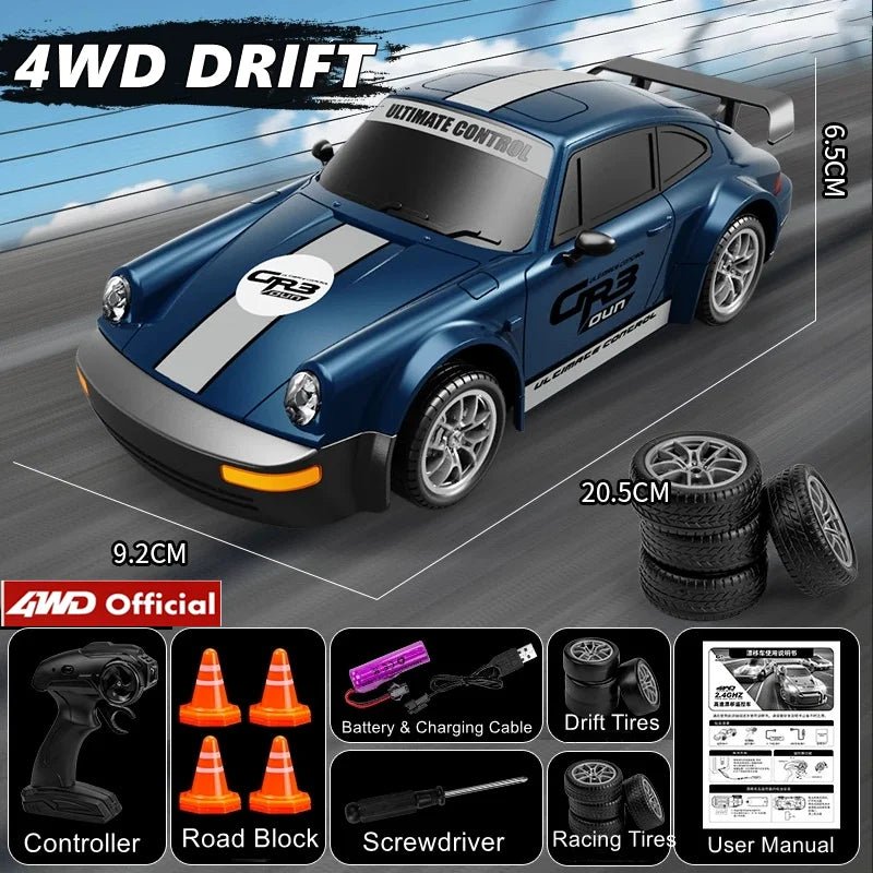 AeroPulse 1:24 Hochgeschwindigkeits 4WD RC Drift-Auto mit LED-Beleuchtung und Doppelreifen