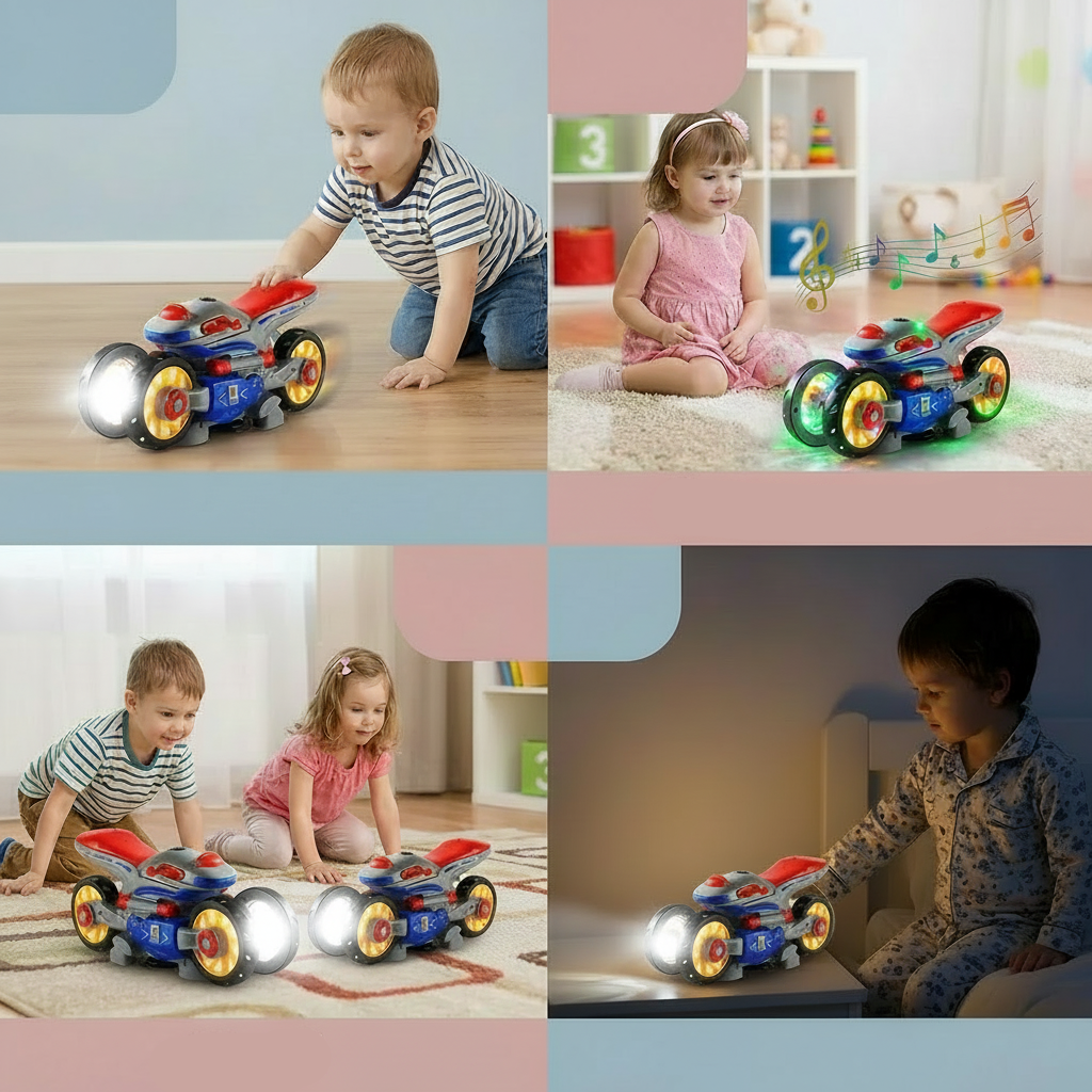 Motociclo de Brinquedo para Crianças com Luzes Dançantes e Música