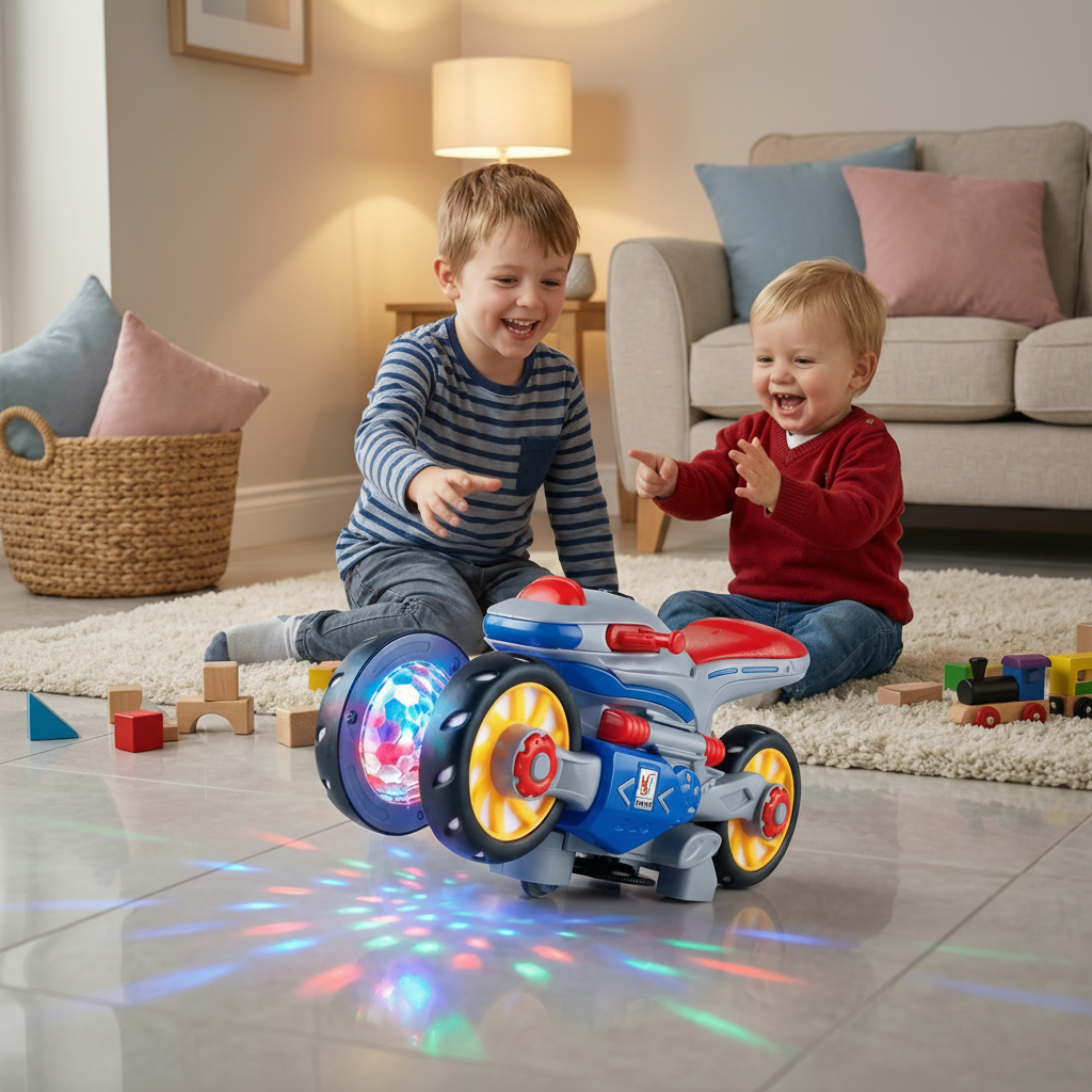 Motociclo de Brinquedo para Crianças com Luzes Dançantes e Música