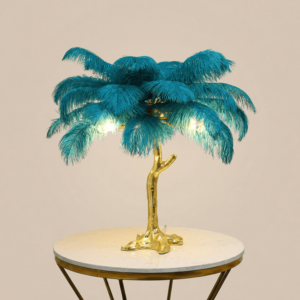 Dekoracyjna lampa stołowa Feather Shade, wysokość 18 cali | Rosalyssa