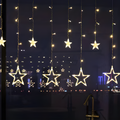 Perdea cu LED-uri stea alb cald pentru decor de sărbători interior și exterior