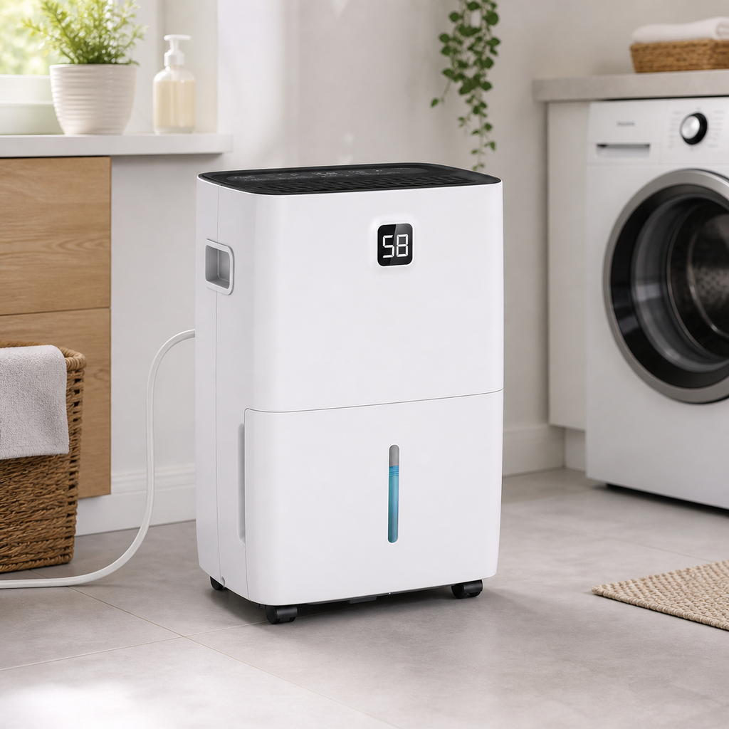 Large Room Dehumidifier With Drain Hose For Moisture Removal And Cooling