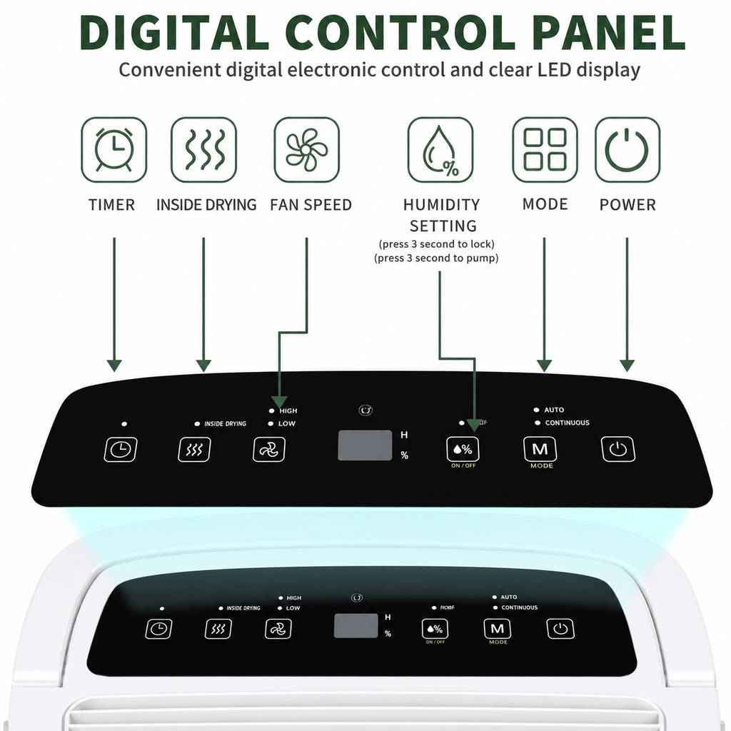 WiFi Dehumidifier With Cooling For Large Room And Pump Drainage
