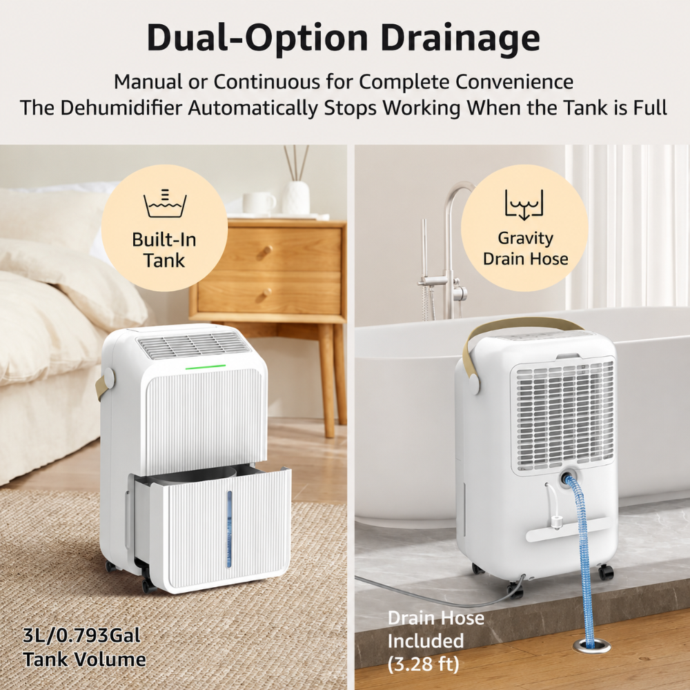 Portable Compact Dehumidifier 34 Pint For Home Use