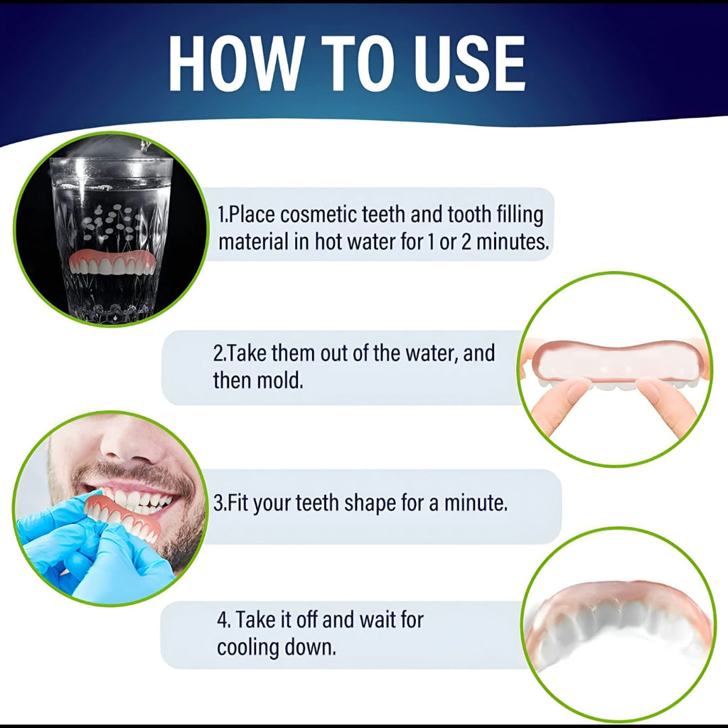 Silicone Denture Replacement Kit for Comfortable Teeth Fit, Dental Set