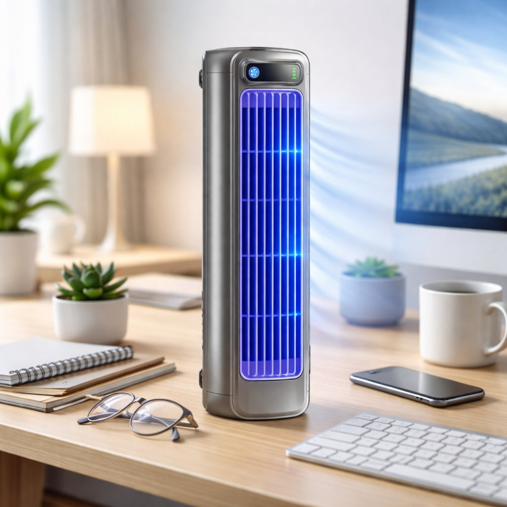 Compact Tower Desk Fan For Small Spaces With Three Speeds