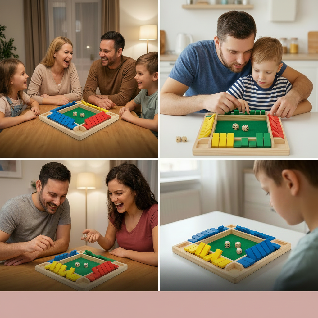 Wooden Family Dice Game For Math Learning And Tabletop Fun