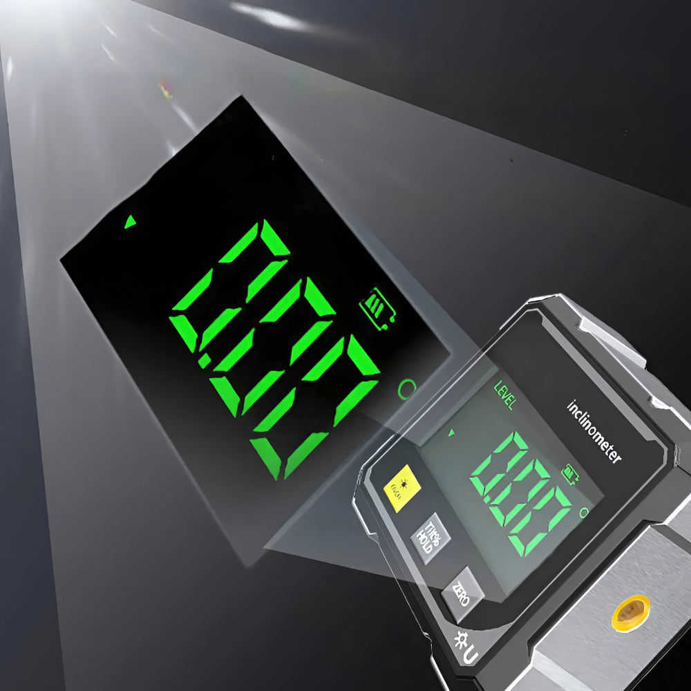 Magnetický laserový úhloměr s digitálním displejem pro práci se dřevem