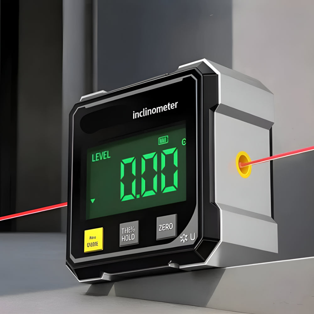 Magnetický laserový úhloměr s digitálním displejem pro práci se dřevem