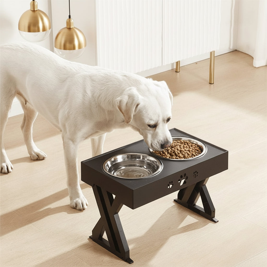 Adjustable Elevated Feeding Station For Dog Bowls Stand