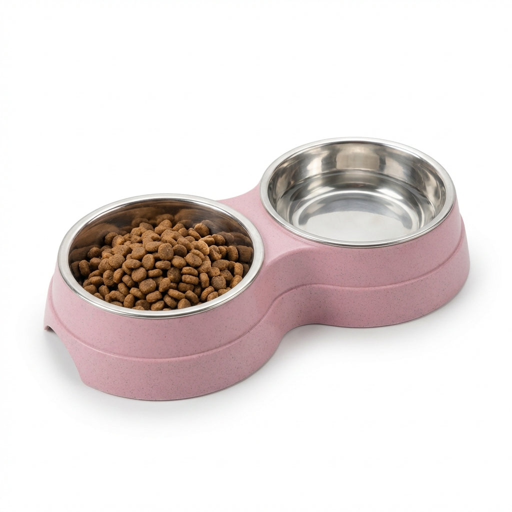 Set di Ciotole Doppie per Animali con Inserti in Acciaio Inox e Base Antiscivolo | Rosalyssa