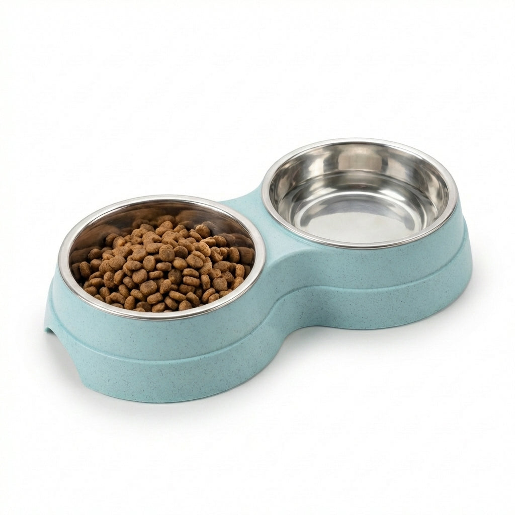 Set di Ciotole Doppie per Animali con Inserti in Acciaio Inox e Base Antiscivolo | Rosalyssa