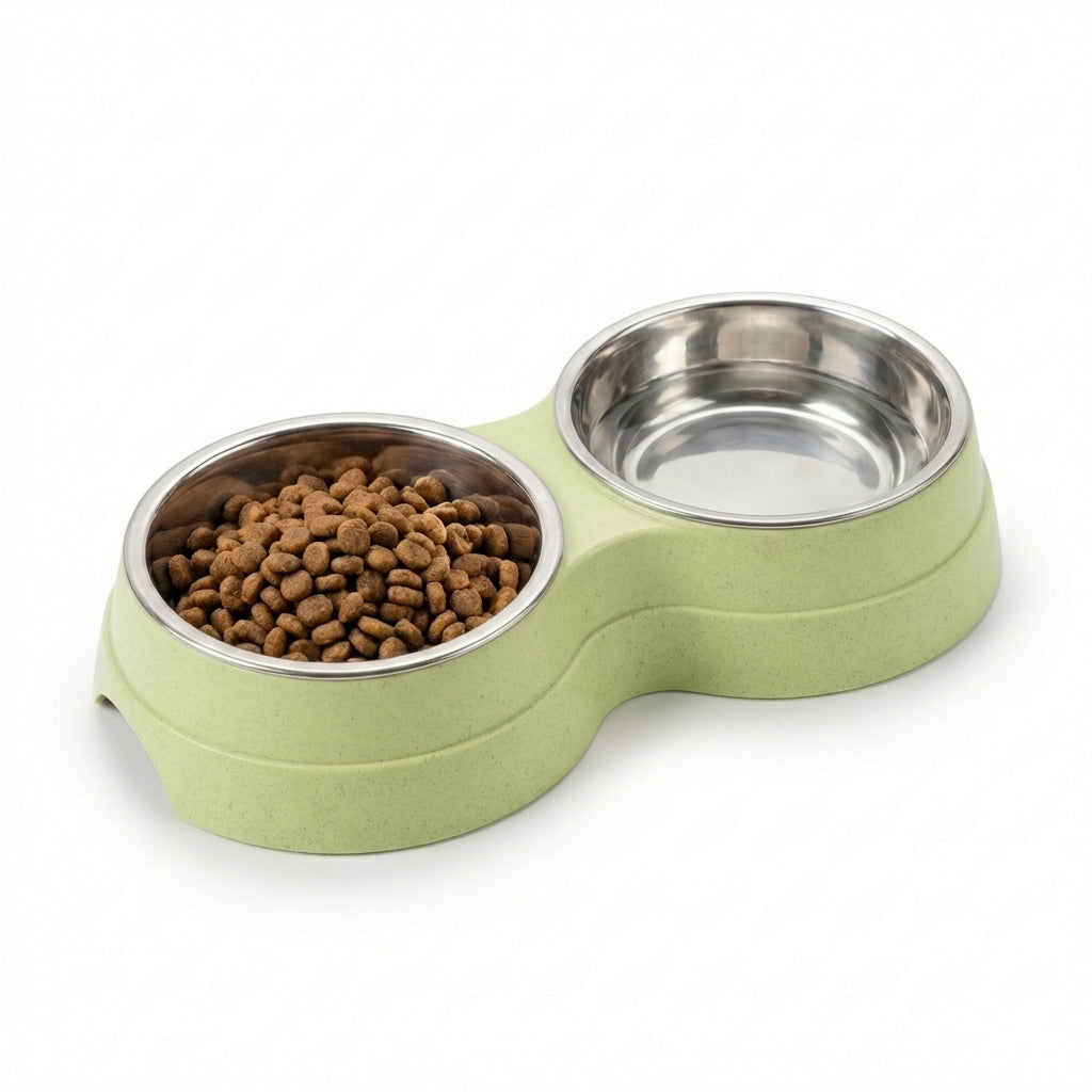 Set di Ciotole Doppie per Animali con Inserti in Acciaio Inox e Base Antiscivolo | Rosalyssa