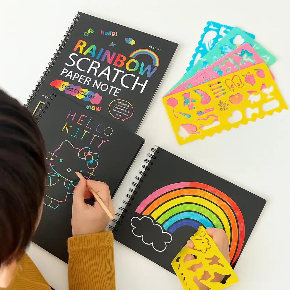 Rainbow Scratch Art Paper Set For Creative Drawing And Crafting