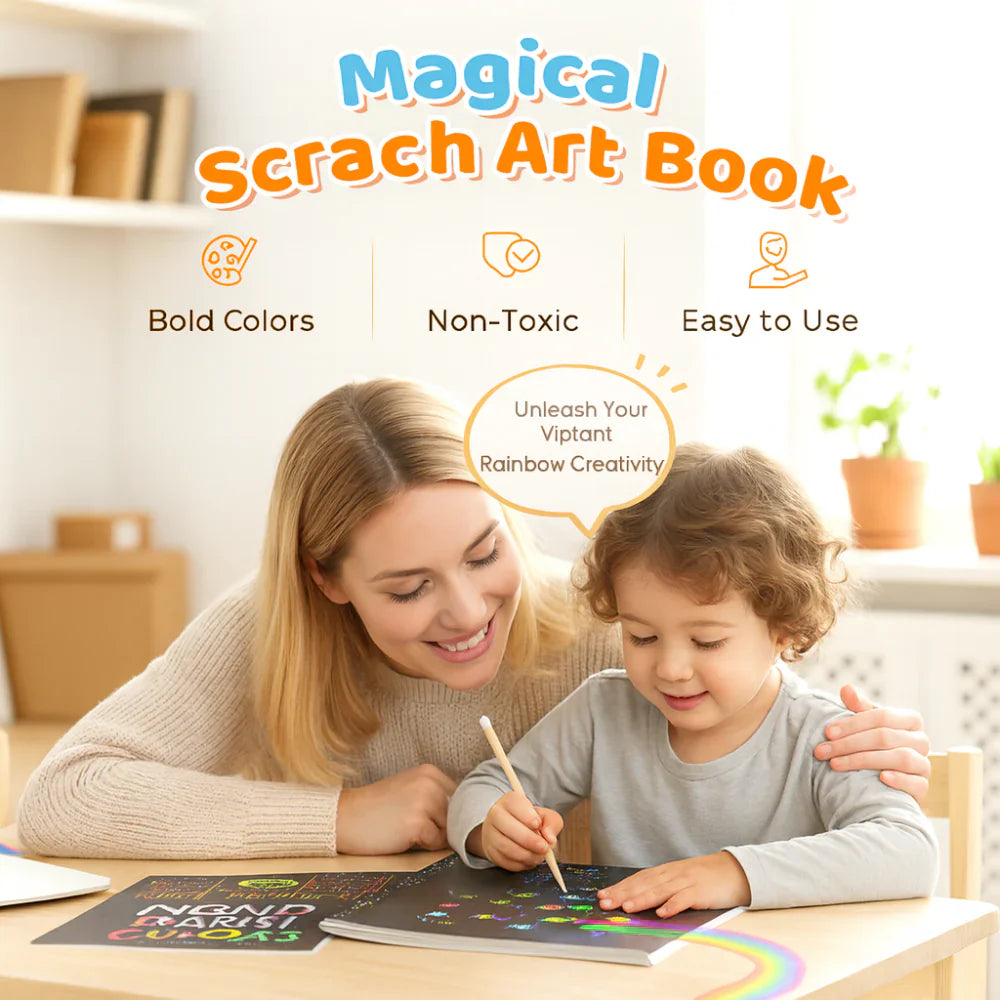 Rainbow Scratch Art Paper Set For Creative Drawing And Crafting