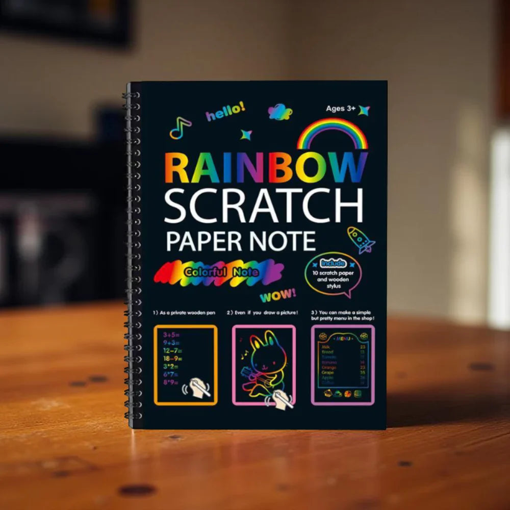 Rainbow Scratch Art Paper Set For Creative Drawing And Crafting