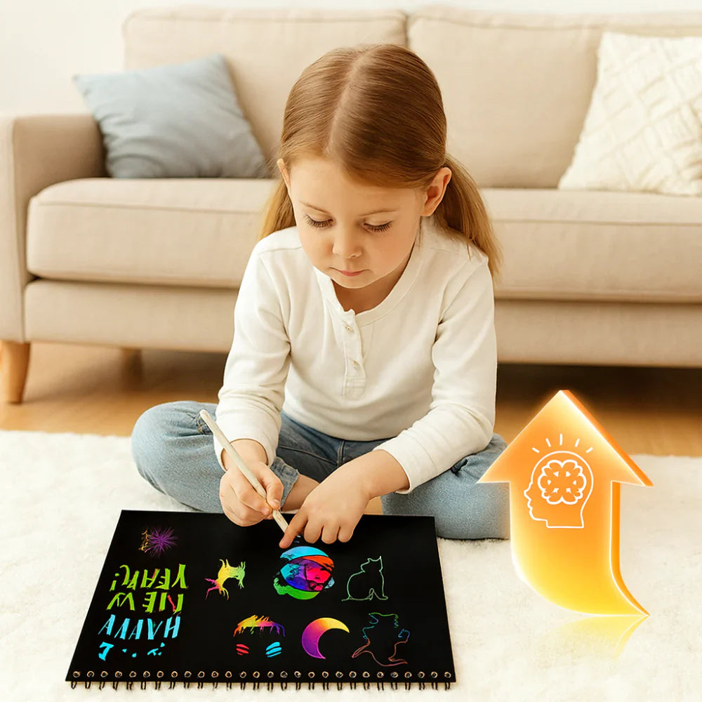Rainbow Scratch Art Paper Set For Creative Drawing And Crafting
