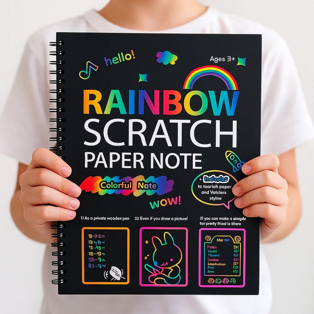 Rainbow Scratch Art Paper Set For Creative Drawing And Crafting