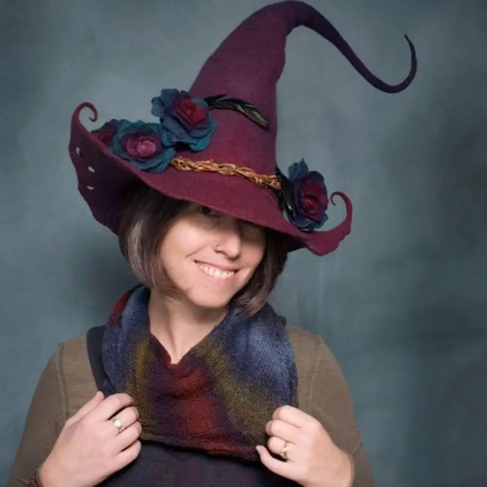 Moonspire handgefertigter Hexenhut für Halloween-Partys