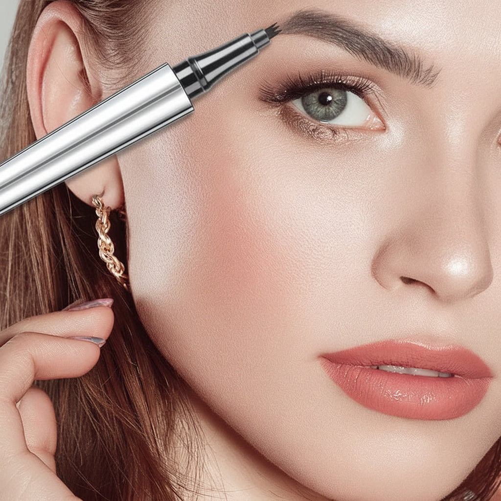Penna per sopracciglia Microblading 4 punte impermeabile per sopracciglia a effetto pelo naturale