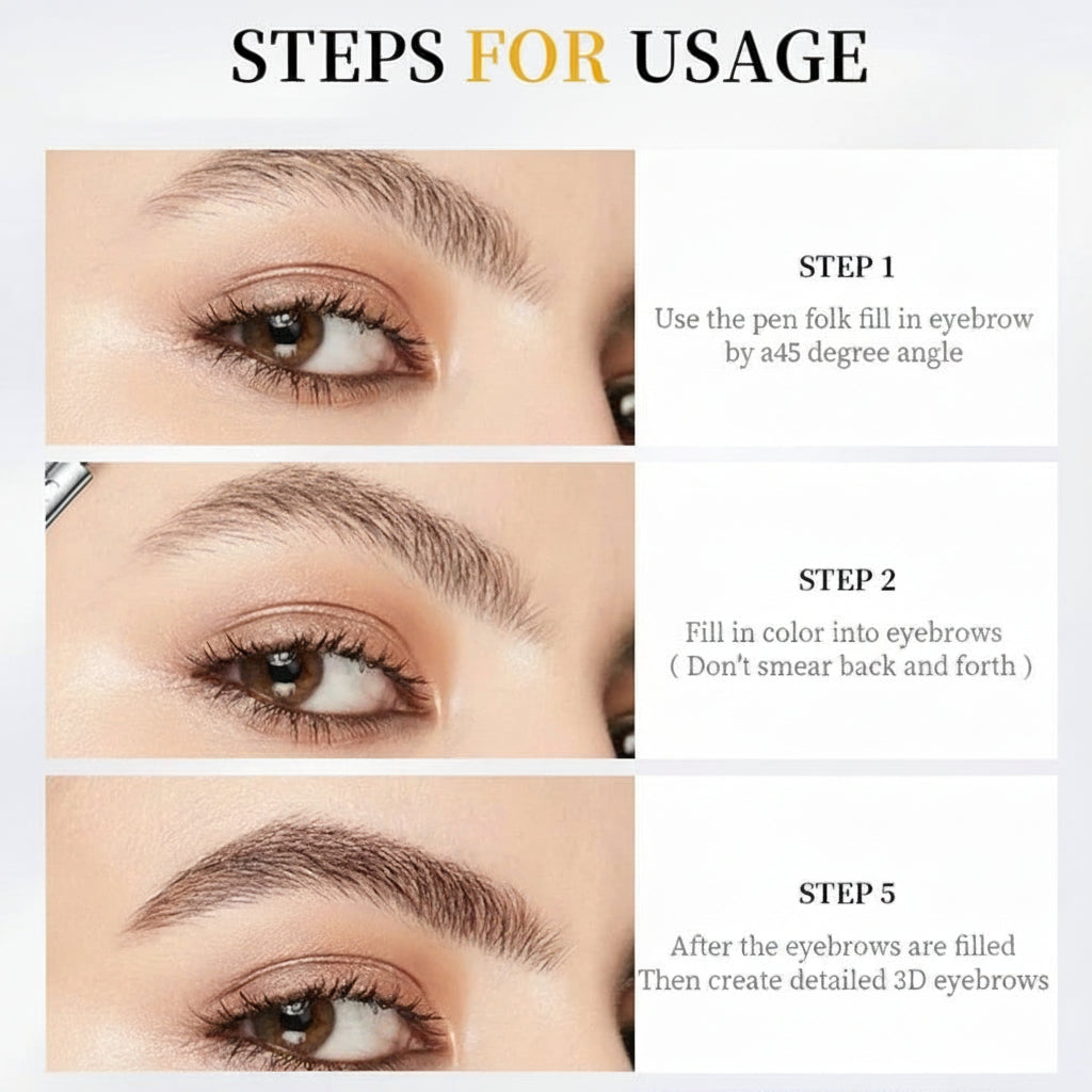 Penna per sopracciglia Microblading 4 punte impermeabile per sopracciglia a effetto pelo naturale