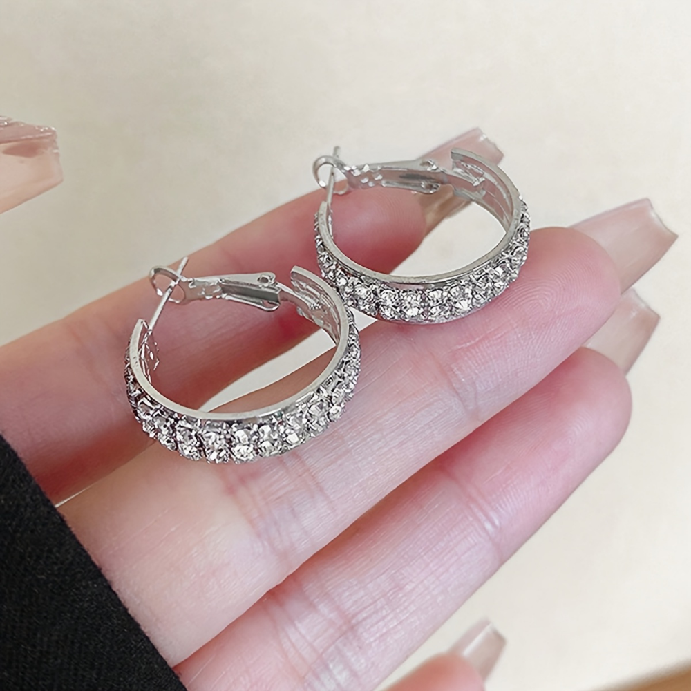 Crystal Hoop Gold Earrings For Mother's Day Gift Elegant Jewelry