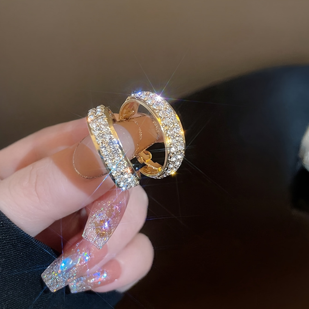 Crystal Hoop Gold Earrings For Mother's Day Gift Elegant Jewelry