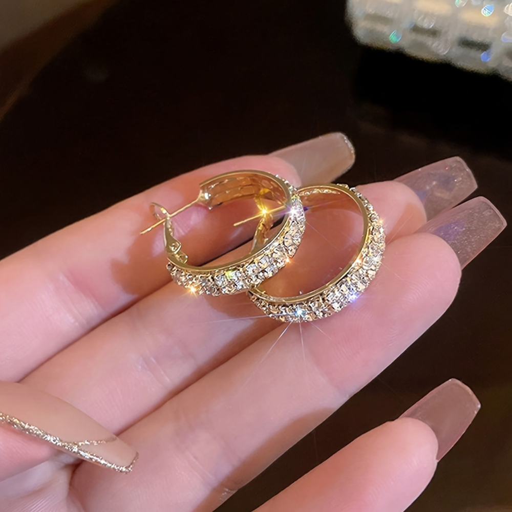 Crystal Hoop Gold Earrings For Mother's Day Gift Elegant Jewelry
