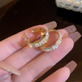 Crystal Hoop Gold Earrings For Mother's Day Gift Elegant Jewelry