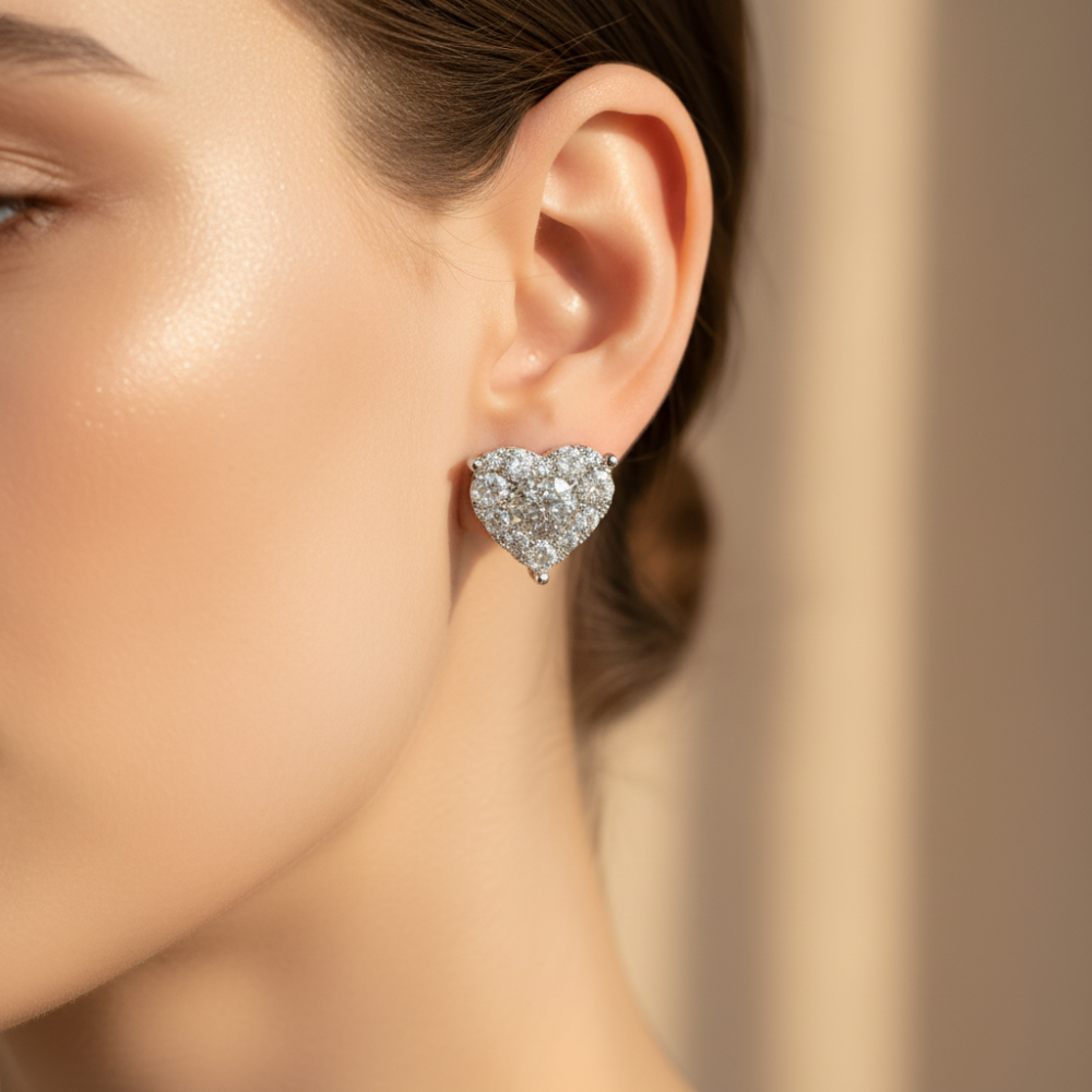 Elegante hartvormige kristal oorbellen voor Moederdag cadeau