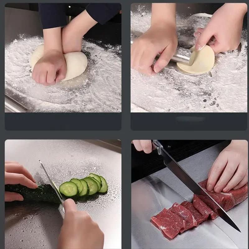 ApexSteel Pro Edelstahl-Schneidebrett mit rutschfester Unterseite und integriertem Rand