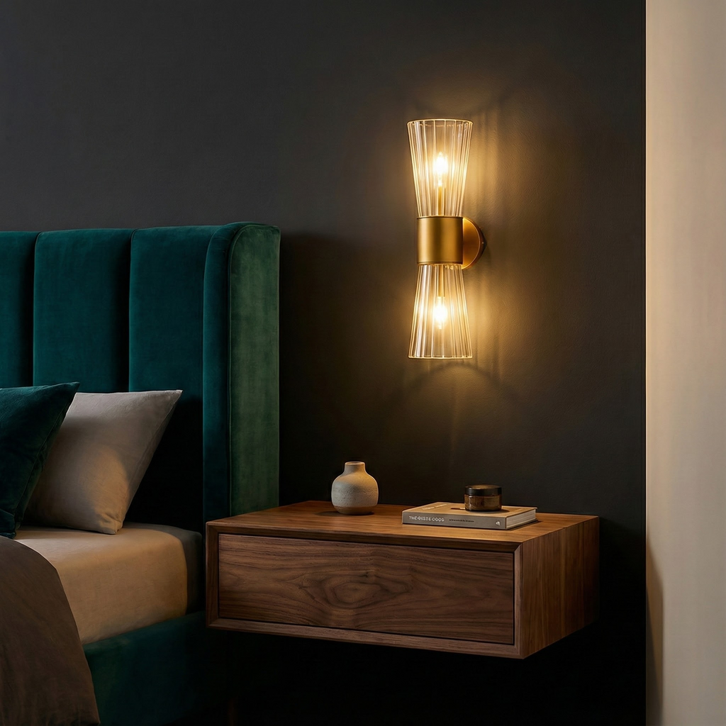 NovaStone Stijlvolle Moderne Messing Wandlamp Met Glazen Kapjes