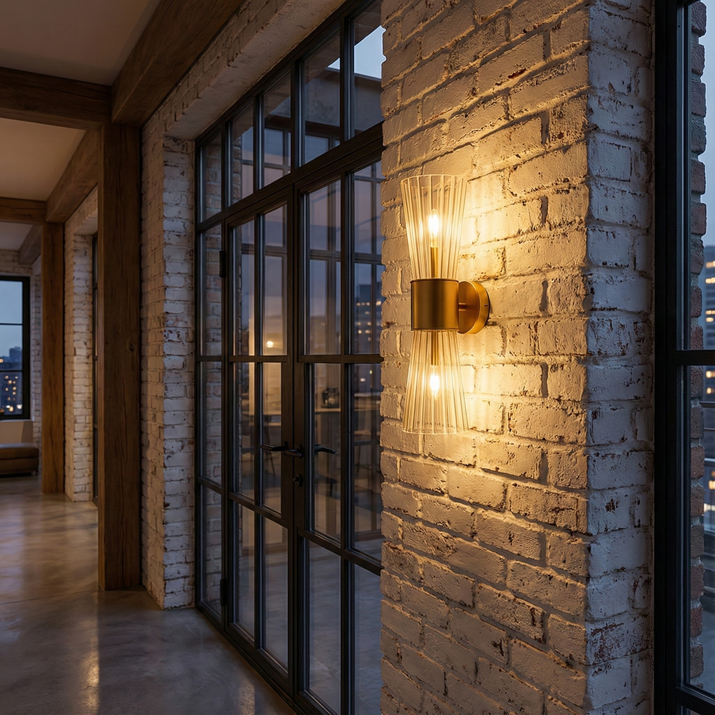 NovaStone Stijlvolle Moderne Messing Wandlamp Met Glazen Kapjes