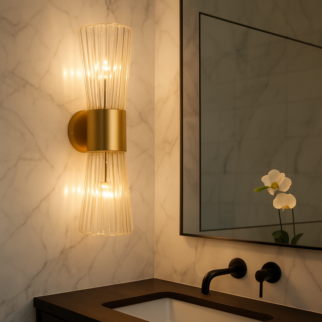 NovaStone Stijlvolle Moderne Messing Wandlamp Met Glazen Kapjes