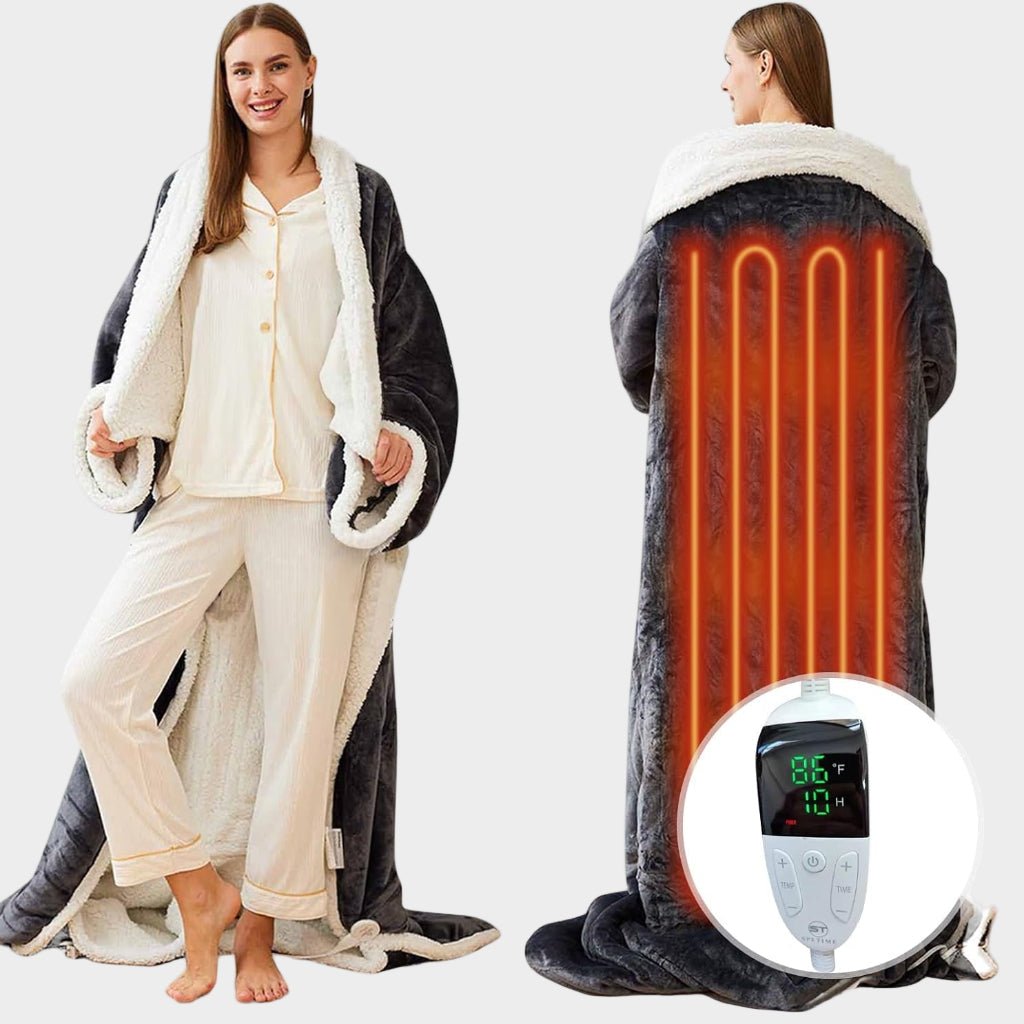 Elektrische Decke für Erwachsene mit Sherpa-Fleece-Wurf, tragbar und beheizbar