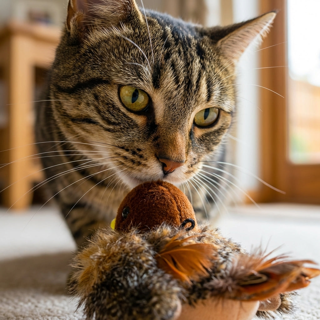 Giocattolo elettronico ricaricabile per gatti a forma di uccello che sbatte le ali con movimento, suono e luce | Rosalyssa