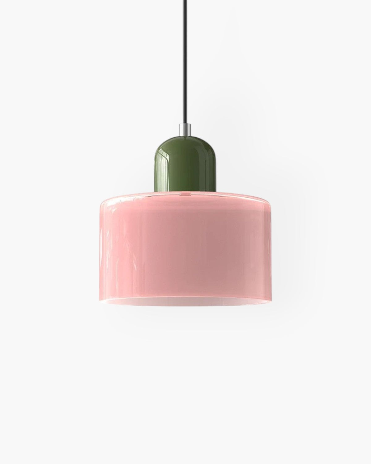 Glazen plafondlamp met verzonken montage en zachte gekleurde kap | Rosalyssa