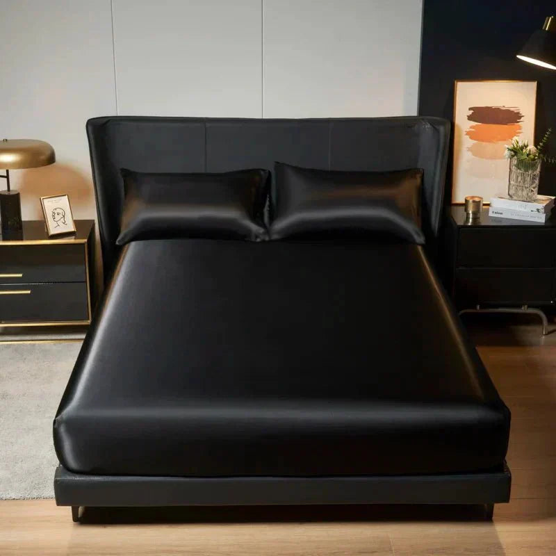 CalmSilk Cooling Ice-Silk Satin Fitted Sheet With Elastic Fit